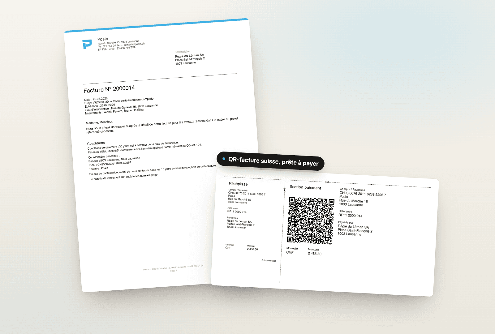 Facture avec bulletin de versement QR suisse